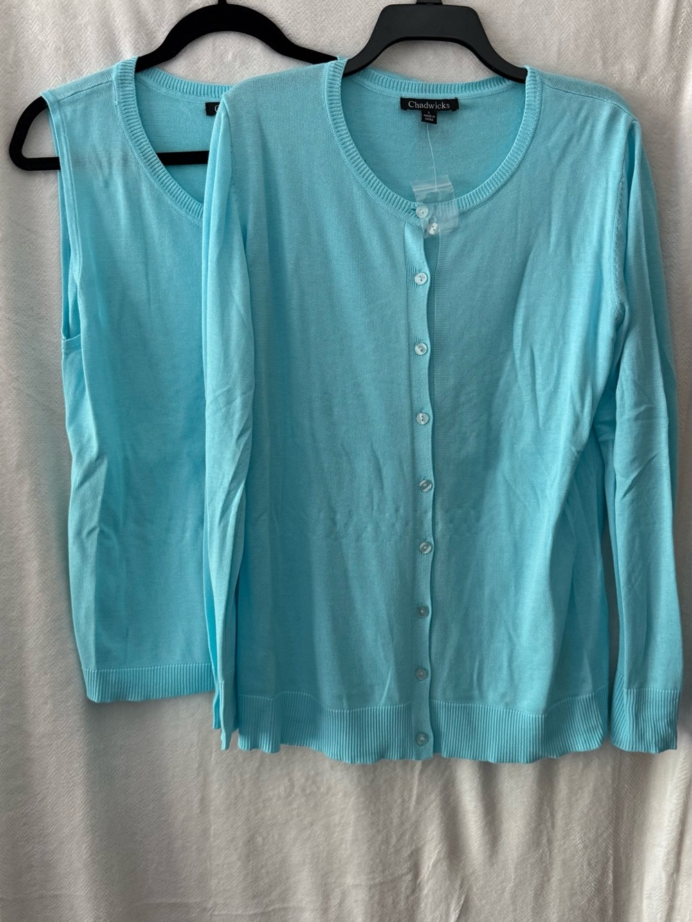 Chadwicks Women's Aqua Button Cardigan with Matching Shell